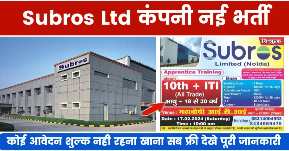 Subros Ltd ITI Campus 2024 Jobs in Noida