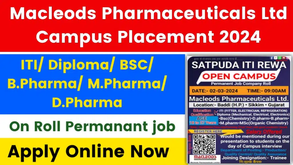 Macleods Pharmaceuticals Ltd Campus Placement 2024