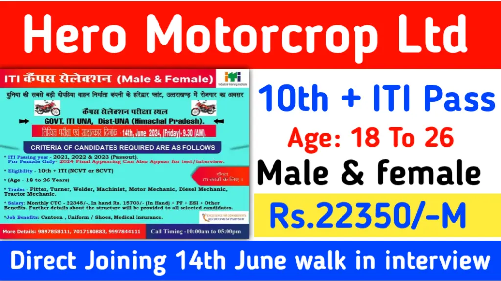 Hero Motorcrop Ltd Haridwar Vacancy 2024