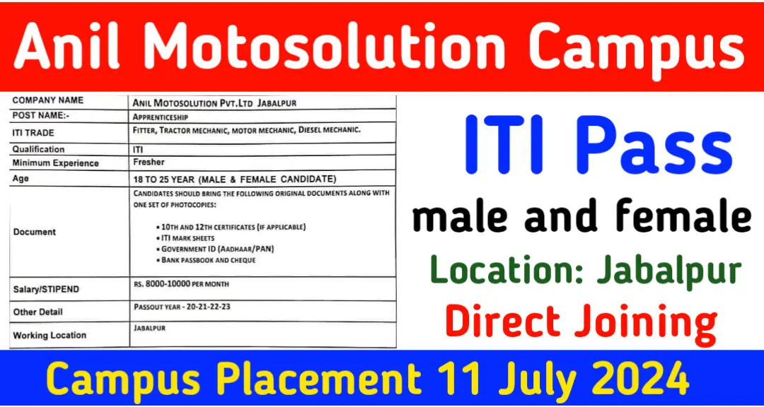 Anil Moto Solution ITI job campus