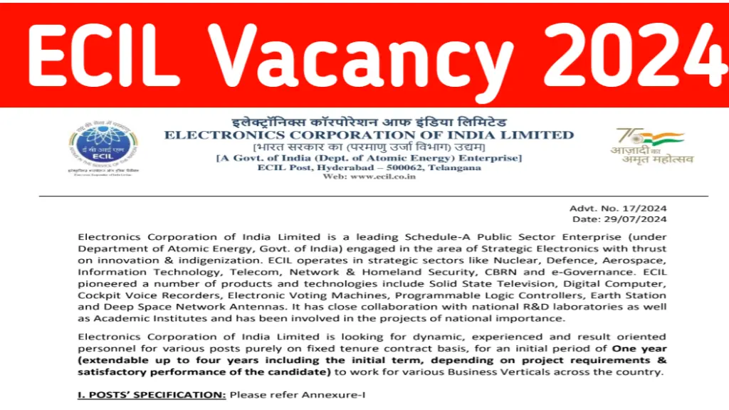 Electrical Corporation Of India Vacancy 2024