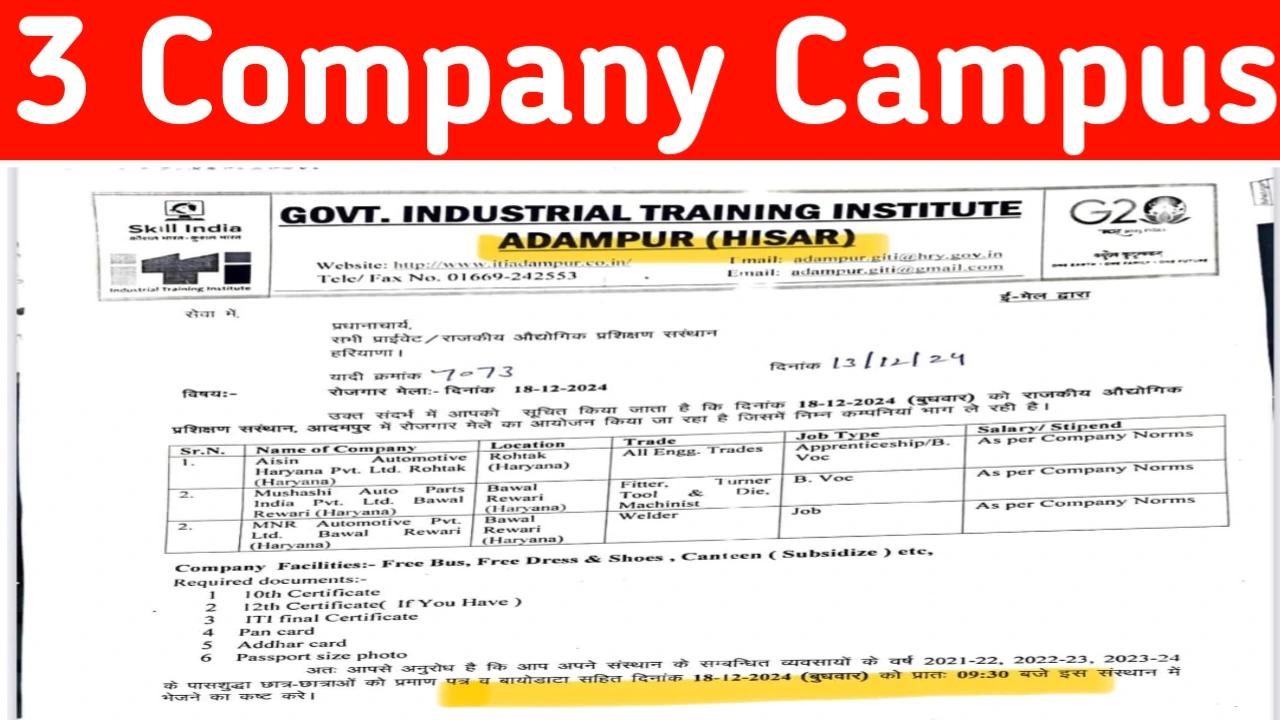 3 Company ITI Job Opportunity in Gurgaon