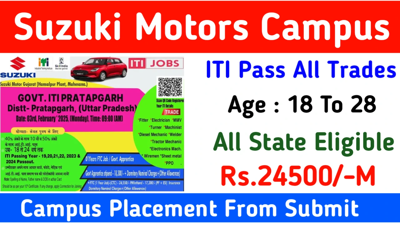 Suzuki Motors ITI Campus Placement 2025