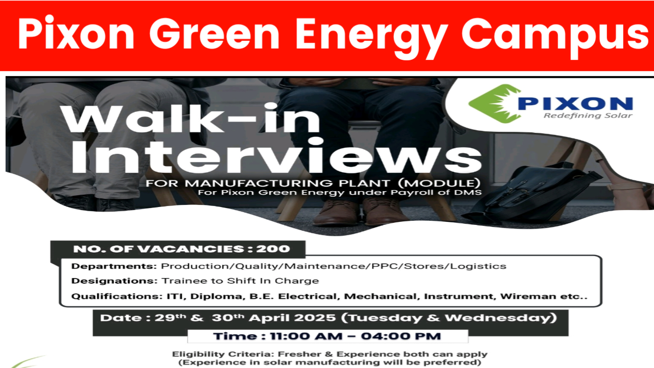 Pixon Green Energy Ltd Campus Placement 2025