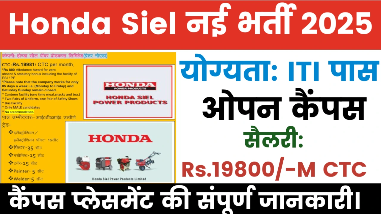 Honda Siel Power Company Noida Vacancy 2025