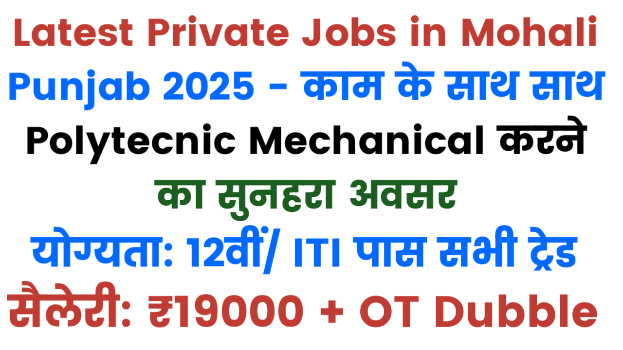 Latest Private Jobs in Mohali Punjab 2025