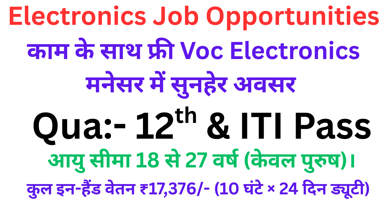 Electronics Job Opportunities in Manesar Haryana 2026