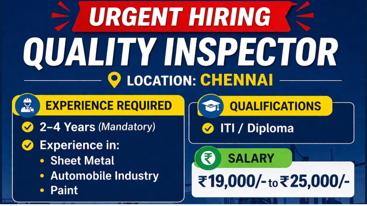 Quality Inspector Latest Jobs in Chennai 2026