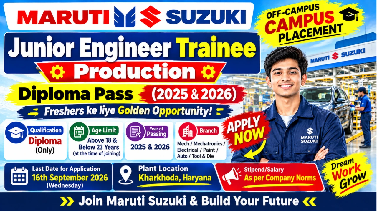 Maruti Suzuki Junior Engineer Trainee Recruitment 2026